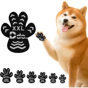 Anti-Slip Dog Paw Protector Pads, Dog Paw Stickers 12 Sets(48 Pcs) Black, for Pets Senior Dogs with Traction on Hardwood Floor, Non-Slip Dog Grips Dog Shoes Boots Socks Replace【XXL】