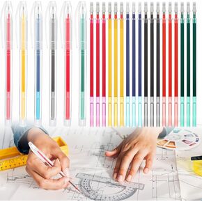 24pcs علامات النسيج لخياطة مياه القابلة للذوبان ، وخياطات القلم القابلة للمسح القلم الملحقات التطريز لصنع اللباس اللحف (6 أقلام+18 عباء