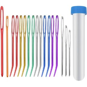 17pcs إبر غريمة كبيرة ، إبرة الغزل مجموعة إبر صوف كبيرة العينين لإبر إبرة إبرة المصيبة للتطريز لمستلزمات هدايا الخياطة الكروشيه (3 أنواع)