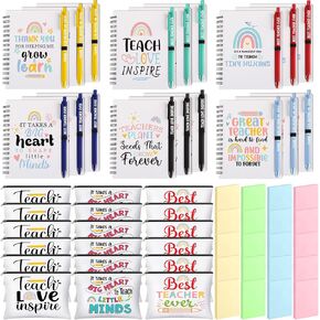 72 Pcs Teacher Appreciation Gifts Bulk Spiral Notebook Thank You Gifts for Women Includes Rainbow Wirebound Spiral Notebook Ballpoint Pen Makeup Bags Sticky Note for Teachers Gifts