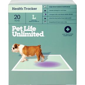 Pet Life Unlimited Health Tracker Large Puppy Pads, Pee Pads for Dogs, Dog Training Pads - pH Responsive Color-Track Technology Detects Common Health Issues - 22" x 22" - 20 Count (L)