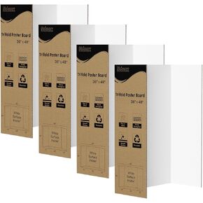 Ndsox 2 Pack 36" x 48" White Trifold Poster Board Large Corrugated Tri Fold Business Presentation Boards Picture Posterboard for Science Fairs, School Projects, Event Displays, Art Exhibitions