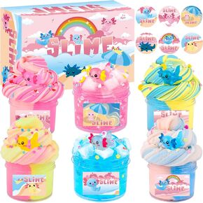 6 Pack Axolotl Slime Kit ، Cloud ، Butter & Clear ، Film Party Favors للأطفال الذين يعانون من سحر Axolotl ، ناعم ومطاط ، الوحل للفتيات والفتيان ، مكافآت الفصول الدراسية ، هدايا أعياد الميلاد