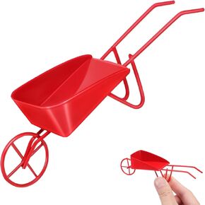 Kisangel Dollhouse Wheelbarrow Model Metal Mini Wheel Barrow Red Miniature Wheelbrows لإكسسوارات الأثاث الصغيرة القديمة