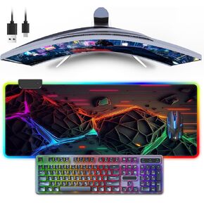 RGB Mouse Pad Gaming Mousepad ، وسادة مكتب كبيرة مع ضوء LED 13 أوضاع الضوء التحكم اللمسات اللوحة اللوحة اللوحة الناعمة الممتدة مع حصيرة المكتب قاعدة مطاطية غير قابلة للانزلاق للمكتب والمنزل (31.5 "x11.8")