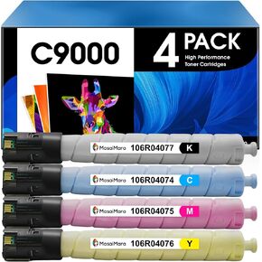 خراطيشات الحبر Masaimara C9000 متوافقة مع Xerox 106R04077 106R04074 106R04076 106R04075 Versalink C9000 Printer (Black Cyan Magenta Yellow ، 4-Pack)