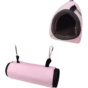 Andiker 2 Pack Hamster Hommocks ، هامستر ناعم معلق السرير ونفق الهامستر مع أسرة حيوانية صغيرة مريحة من الفئران لخنزير غينيا الفئران (الوردي)