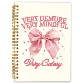 دفتر Locomiss Coquette Pink Bow Spiral ، Preppy Girly Journal Notebooks لأخذ الملاحظات ، اللوازم المكتبية الوردية ، رزين للغاية للغاية للغاية