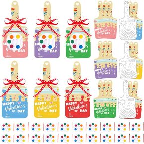 24 Pack Valentines Day Gifts for Kids Class ، Classroom Exchange Cards Mini Paint Set ، Preschool Art Party Favors ، Watercolor Palett