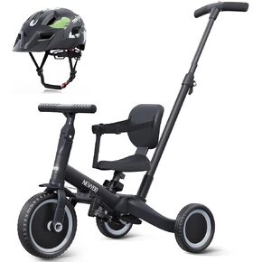newyoo Toddler Tricycle with Helmet, Toddler Bike, Tricycles for 1-3 Year Olds, Kids Bike Helmet for 1-5 Year Olds, Black