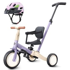 newyoo Toddler Tricycle with Helmet, Toddler Bike, Tricycles for 1-3 Year Olds, Kids Bike Helmet for 1-5 Year Olds, Purple