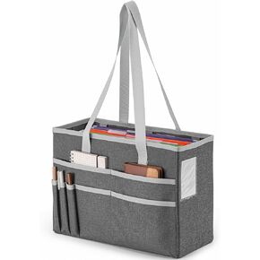 File Organizer Box, Portable Tote Bag Hanging Filing Box Desktop File Folder Document Storage Organizer with Pockets and Handles