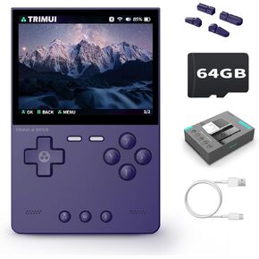 Trimui Brick Retro Game Console 3.2-Inches 1024x768 IPS Screen Built-in 128G TF Card Video Gaming Consoles 3000mAh Lithium Battery Supports Multiple Simulators Casual Game Console(Black)