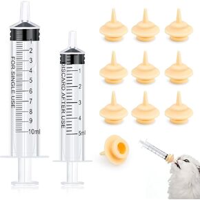 2 Pieces Pet Pill Plunger Pet Feeding with 10PCS Silicone Kitten Nipples & Syringes Feeding & Medicine Dispensing Set for Newborn Kittens, Puppies, Rabbits, Squirrels Perfect for Small Animals Care
