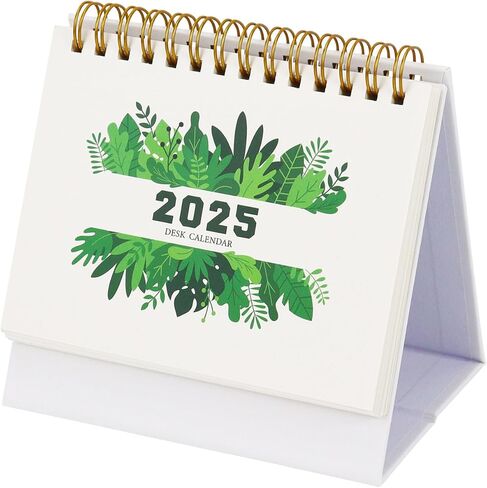 Mini Desk Calendar, July 2024 - Dec 2025 Small Desktop Calendar 5.2" x 5.3" Standing Flip Desktop Calendar for Home Office School (Greenery) in Saudi Arabia