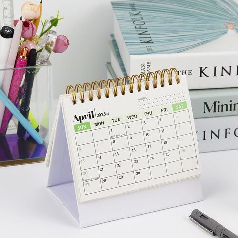 Mini Desk Calendar, July 2024 - Dec 2025 Small Desktop Calendar 5.2" x 5.3" Standing Flip Desktop Calendar for Home Office School (Greenery) in Saudi Arabia