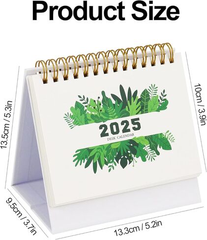 Mini Desk Calendar, July 2024 - Dec 2025 Small Desktop Calendar 5.2" x 5.3" Standing Flip Desktop Calendar for Home Office School (Greenery) in Saudi Arabia