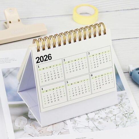 Mini Desk Calendar, July 2024 - Dec 2025 Small Desktop Calendar 5.2" x 5.3" Standing Flip Desktop Calendar for Home Office School (Greenery) in Saudi Arabia