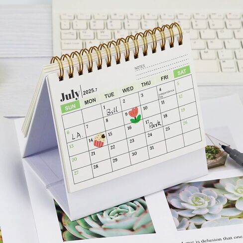 Mini Desk Calendar, July 2024 - Dec 2025 Small Desktop Calendar 5.2" x 5.3" Standing Flip Desktop Calendar for Home Office School (Greenery) in Saudi Arabia