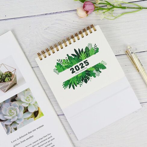 Mini Desk Calendar, July 2024 - Dec 2025 Small Desktop Calendar 5.2" x 5.3" Standing Flip Desktop Calendar for Home Office School (Greenery) in Saudi Arabia
