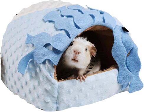 Warm Plush Guinea Pig Hut Habitat Hedgehog Hideout Rat House for Small Animal Rabbit,Washable Chinchilla Hamster Bed Cozy Nest Cage Accessories (Pink,Small) in Saudi Arabia