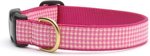 Up Country Pink Gingham Dog Collar, Small (9 to 15 inches) 5/8 inch Narrow Width in Saudi Arabia