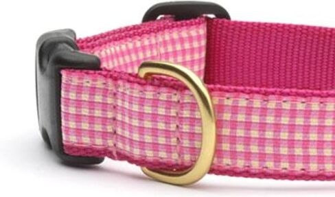Up Country Pink Gingham Dog Collar, Small (9 to 15 inches) 5/8 inch Narrow Width in Saudi Arabia