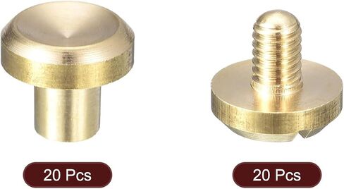 uxcell 20Pack Brass Chicago Screws, 5x10mm Concave Screw Back Binding Post Nail Stud Rivets for DIY Leather Craft Belt Strap, Gold Tone in Kuwait