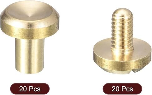 uxcell 20Pack Brass Chicago Screws, 5x10mm Concave Screw Back Binding Post Nail Stud Rivets for DIY Leather Craft Belt Strap, Gold Tone in Kuwait