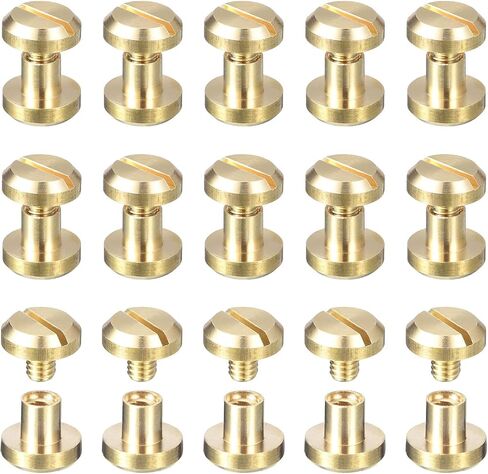 UXCELL 20PACK BRASS Chicago Procks ، 5 × 10 مم المسمار المقعر الخلفي بعد أن تم عرض مسامير مسمار الأظافر لحزام حزام الجلود DIY ، نغمة ذهبية in Kuwait