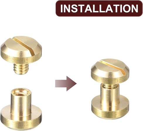 UXCELL 20PACK BRASS Chicago Procks ، 5 × 10 مم المسمار المقعر الخلفي بعد أن تم عرض مسامير مسمار الأظافر لحزام حزام الجلود DIY ، نغمة ذهبية in Kuwait
