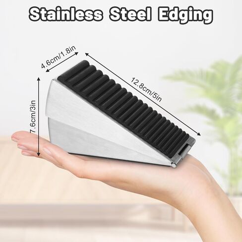 Door Stoppers for Bottom of Door, Adjustable Large Spring Heavy Duty Door Stopper, Tall up to 3" Stainless Steel & Rubber Door Stop Wedge Suits Any Heavy Doors (1, Silver) in Kuwait