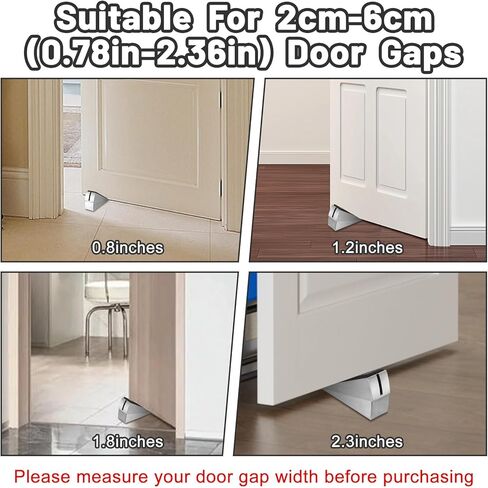 Door Stoppers for Bottom of Door, Adjustable Large Spring Heavy Duty Door Stopper, Tall up to 3" Stainless Steel & Rubber Door Stop Wedge Suits Any Heavy Doors (1, Silver) in Kuwait