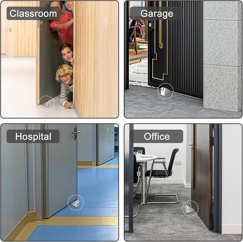 Door Stoppers for Bottom of Door, Adjustable Large Spring Heavy Duty Door Stopper, Tall up to 3" Stainless Steel & Rubber Door Stop Wedge Suits Any Heavy Doors (1, Silver) in Kuwait