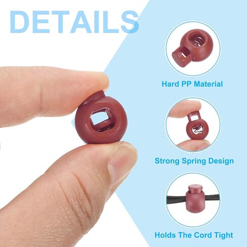 PATIKIL Plastic Cord Lock, 50 Pack Single Hole Toggle Stopper Round Ball Shaped Adjustable Cord Stops Fastener for Paracord, Camping, Hiking, Shoelace Replacement, White in Saudi Arabia