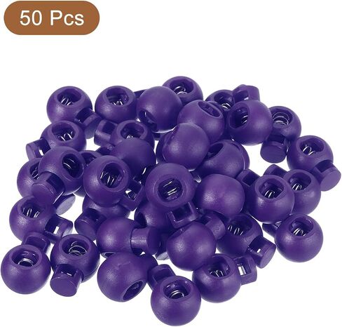 uxcell 50Pcs 8mm Plastic Cord Locks, Spring Slider Toggles Clip End Stopper Fastener Round Ball Shape for Drawstrings Paracord Shoelace, Yellow in Kuwait