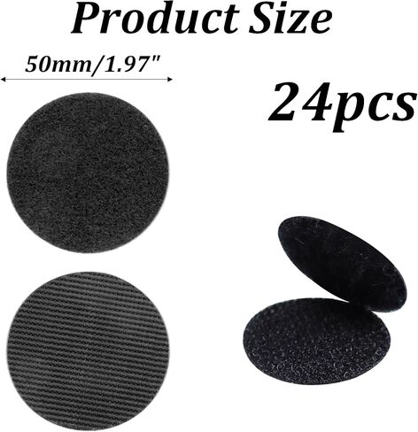 24 Pairs 1 Inch Hook and Loop Dots, Round Adhesive Double Sided Sticky Tape, Self Adhesive Nylon Hook and Loop Fasteners for Home Office DIY Tool Hanging, Black in Saudi Arabia