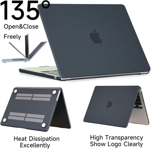 COATIT Case for MacBook Air 13 inch 2025 2024 2023 2022 M4 A3240 M3 M2 A3113 A2681,for Mac Air 13.6" Laptop Hard Shell Case + Keyboard Cover + Screen Protector + Stickers + Type-C Adapter,Matte Black in Kuwait