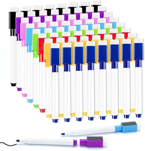 25 Pcs Colorful Magnetic Dry Erase Markers with Eraser Cap, White Board Mini Dry erase Markers Bulk, Fine Point Tip Student White Board Markers for Teachers Office School Supplies in Saudi Arabia