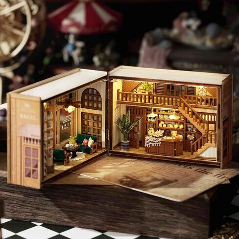 بيت الدمى المصغر مع الأثاث، طقم بيت الدمى المصغر من CUTEROOM DIY مع مصباح LED، طقم بيت الدمى الخشبي لبنات البناء أو هدية للبالغين والأطفال in Kuwait