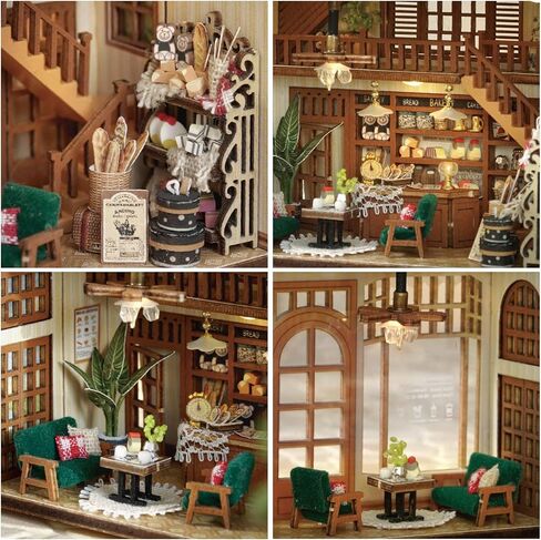 بيت الدمى المصغر مع الأثاث، طقم بيت الدمى المصغر من CUTEROOM DIY مع مصباح LED، طقم بيت الدمى الخشبي لبنات البناء أو هدية للبالغين والأطفال in Kuwait