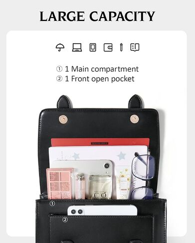 Ecosusi Women's Pu Leather Crossbody Messenger Bag Vintage Satchel Work College Counction Counter Counter Baged مع حزام قابل للتعديل in Kuwait