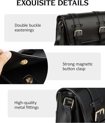 Ecosusi Women's Pu Leather Crossbody Messenger Bag Vintage Satchel Work College Counction Counter Counter Baged مع حزام قابل للتعديل in Kuwait