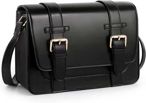 Ecosusi Women's Pu Leather Crossbody Messenger Bag Vintage Satchel Work College Counction Counter Counter Baged مع حزام قابل للتعديل in Kuwait
