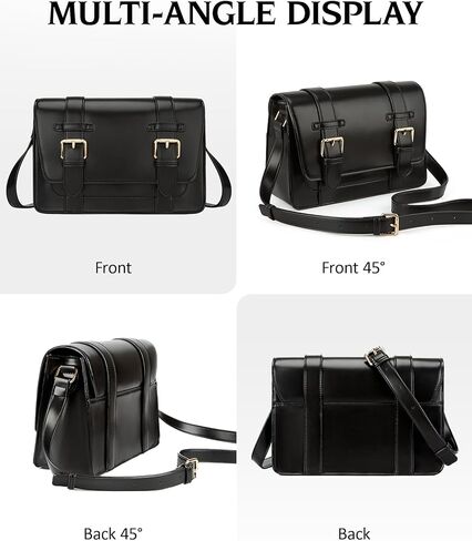 Ecosusi Women's Pu Leather Crossbody Messenger Bag Vintage Satchel Work College Counction Counter Counter Baged مع حزام قابل للتعديل in Kuwait