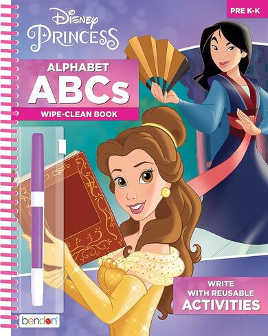 Disney Princess Writing and Drawing 24 Page Wipe Clean Educational Workbook with Dry Erase Marker Early Learning Learn to Write & Draw in Saudi Arabia