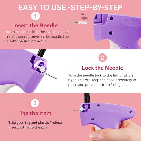 Premium Fine Stitch Gun for Clothes, Tagging Gun – Includes 6 Heavy-Duty Needles, 3000 Fasteners & Case – Clothing Tag Gun for Fabric, Retail, Repairs & DIY in Kuwait