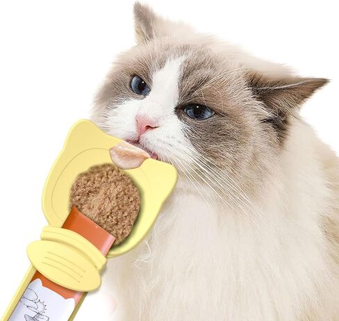 2Pcs Cat Strip Feeder Spoon, Cat Treat Spoon Squeeze for Wet Food, Easy Grip Design-Green&Yellow in Saudi Arabia