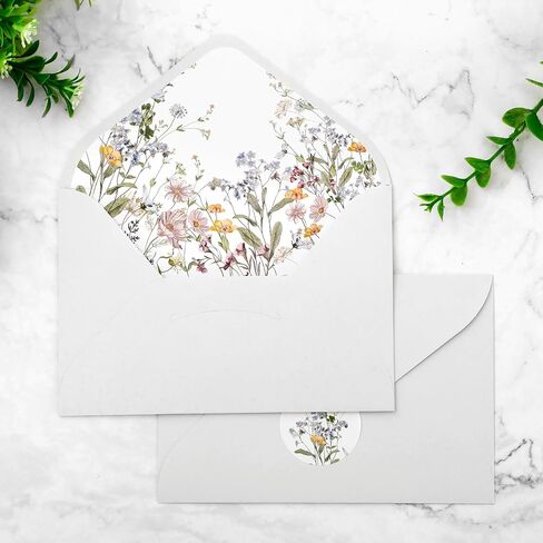 Whaline 50Pcs Greenery Envelopes Watercolor Sage Green Eucalyptus Leaves Invitation Envelope with Sticker V-Flap Greeting Card Holders Gift Card Sleeves for Spring Wedding, 4.3 x 6.3 Inch in Saudi Arabia