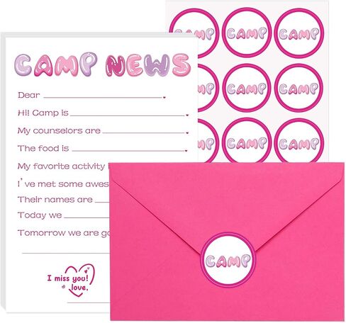10 مجموعة معسكر ثابتة ، ورقة قرطاسية معسكرات Sleepaway Camp ومتطلبات ، أساسيات المعسكر الصيفي للبنين والبنات (الوردي) in Kuwait
